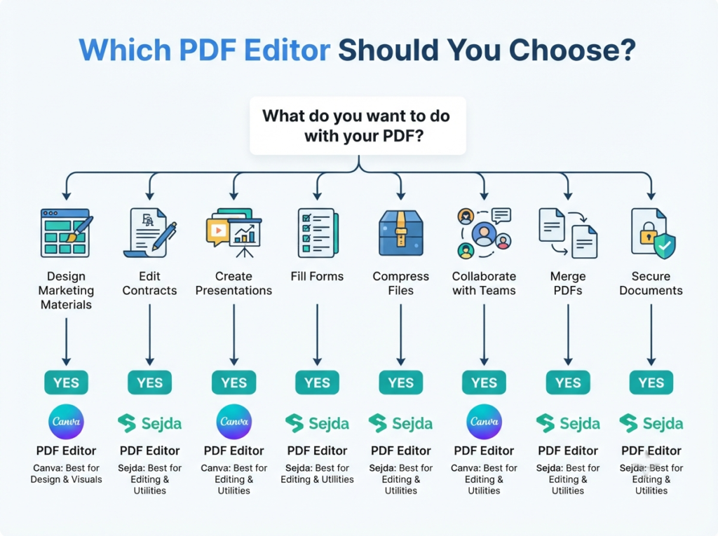 Canva PDF Editor vs Sejda PDF Editor (2026): Honest Comparison, Key Differences & the Best Choice 2 Canva PDF Editor vs Sejda PDF Editor Quick Comparison